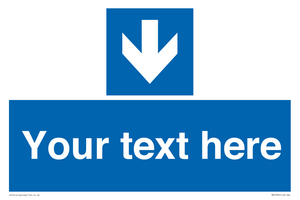 Custom Mandatory directional sign, blue arrow down